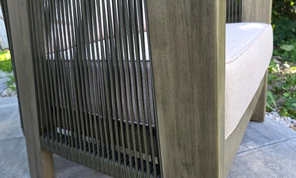 Ratanea Drevený vypletaný záhradný nábytok GRAVES s tmavozeleným lanom