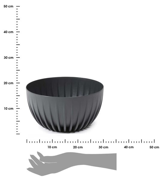 PLASTOVÝ KVETINÁČ STRIPPED ECO 16X30 CM ANTRACITOVÁ