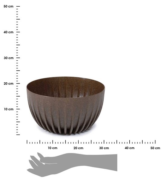 PLASTOVÝ KVETINÁČ STRIPPED ECO 16X30 CM TMAVOHNEDÁ