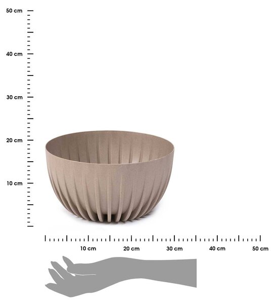 PLASTOVÝ KVETINÁČ STRIPPED ECO 16X30 CM BÉŽOVÁ