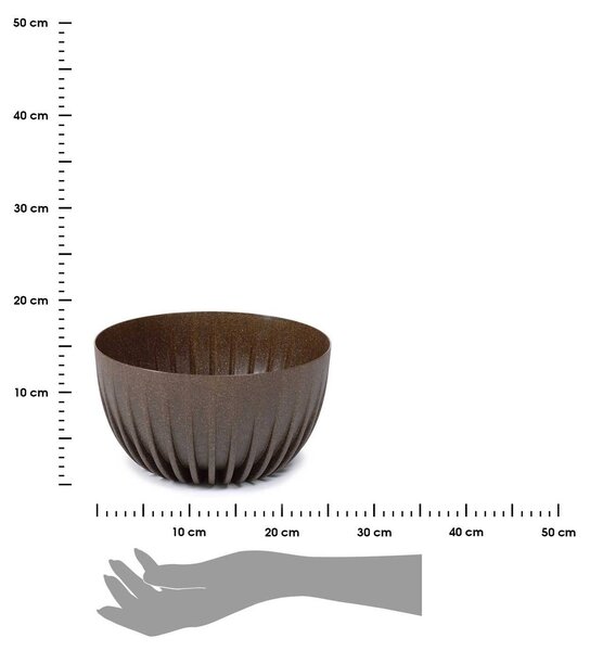 PLASTOVÝ KVETINÁČ STRIPPED ECO 14X24 CM TMAVOHNEDÁ
