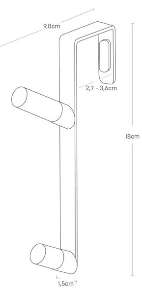 Biely kovový vešiak na dvere 1,5 cm Tower – YAMAZAKI