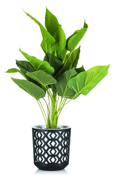 PLASTOVÝ KVETINÁČ ETNIC SADA 2KS 14,8X13,9 CM+20,1X19,5 CM ČIERNA
