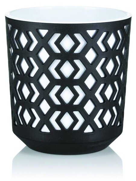 PLASTOVÝ KVETINÁČ ETNIC SADA 2KS 14,8X13,9 CM+20,1X19,5 CM ČIERNA