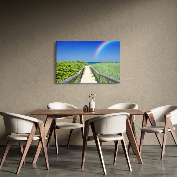 Obraz - Krajina a dúha (90x60 cm)