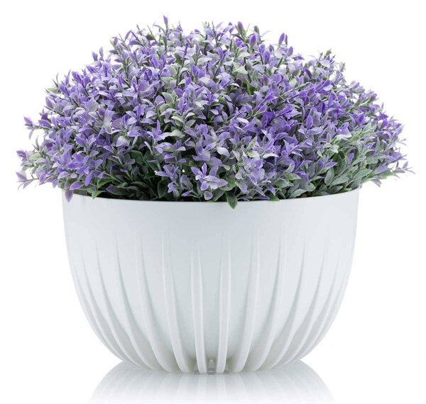 PLASTOVÝ KVETINÁČ STRIPPED ECO SADA 2KS 16X30 CM+15X24 CM BIELA
