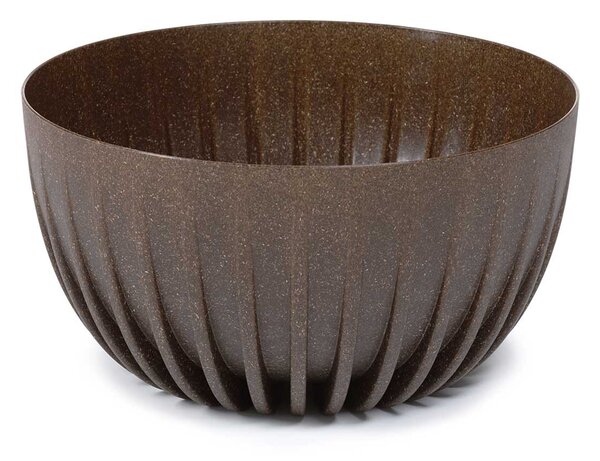 PLASTOVÝ KVETINÁČ STRIPPED ECO SADA 2KS 16X30 CM+15X24 CM TMAVOHNEDÁ