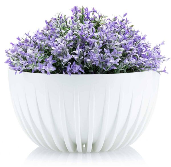 PLASTOVÝ KVETINÁČ STRIPPED ECO SADA 2KS 16X30 CM+15X24 CM BIELA