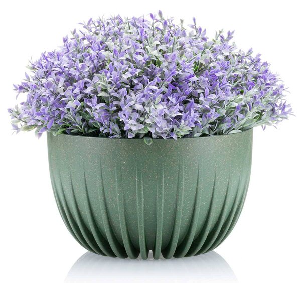 PLASTOVÝ KVETINÁČ STRIPPED ECO SADA 2KS 16X30 CM+15X24 CM ZELENÁ