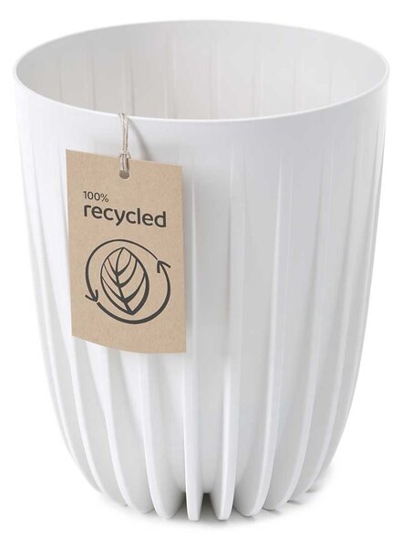 PLASTOVÝ KVETINÁČ STRIPPED ECO 23X19 CM BIELA