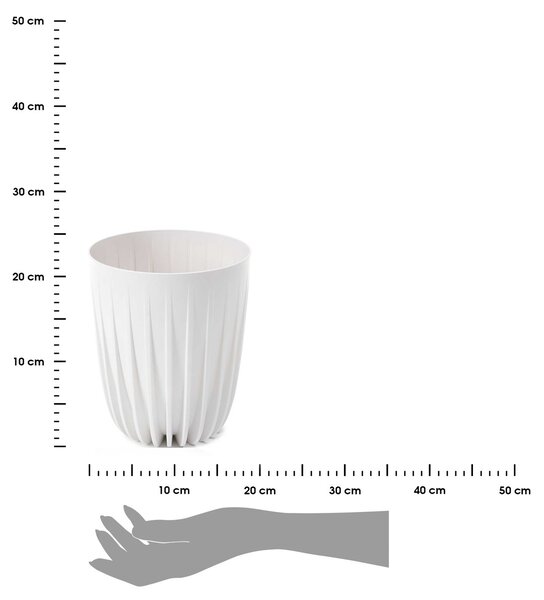 PLASTOVÝ KVETINÁČ STRIPPED ECO 23X19 CM BIELA