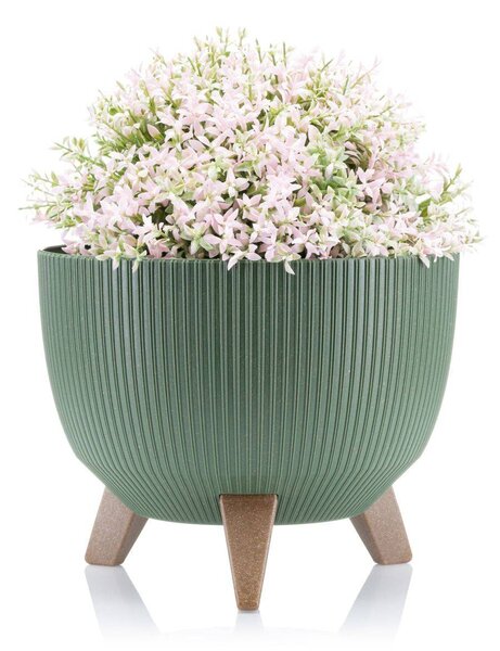 PLASTOVÝ KVETINÁČ ROSA LINEA ECO SADA 2KS 15X24,3 CM+18,3X29,2 CM ZELENÁ
