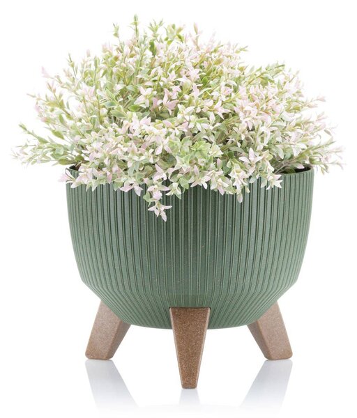 PLASTOVÝ KVETINÁČ ROSA LINEA ECO SADA 2KS 15X24,3 CM+18,3X29,2 CM ZELENÁ