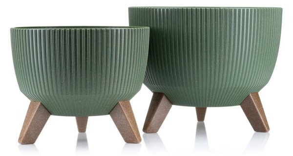 PLASTOVÝ KVETINÁČ ROSA LINEA ECO SADA 2KS 15X24,3 CM+18,3X29,2 CM ZELENÁ