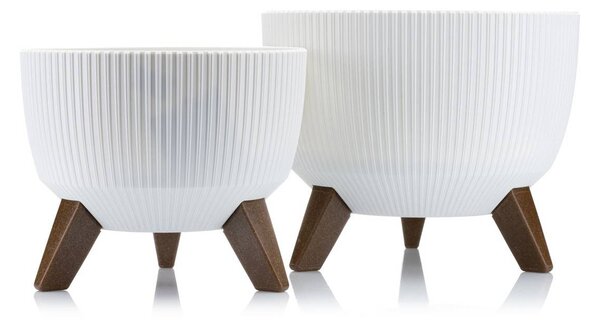 PLASTOVÝ KVETINÁČ ROSA LINEA ECO SADA 2KS 15X24,3 CM+18,3X29,2 CM BIELA