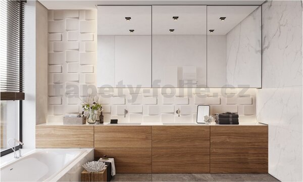 Obkladové panely 3D PVC TETRIS biely D098W, cena za kus, rozmer 500 x 500 mm, , IMPOL TRADE