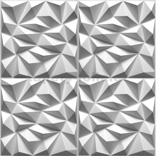 Obkladové panely 3D PVC DIAMANT malý biely rozmer 500 x 500 mm, hrúbka 1 mm