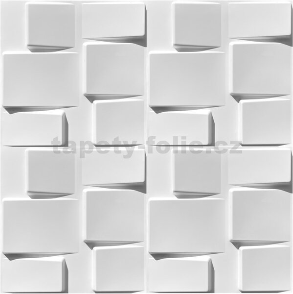 Obkladové panely 3D PVC TETRIS biely D098W, cena za kus, rozmer 500 x 500 mm, , IMPOL TRADE