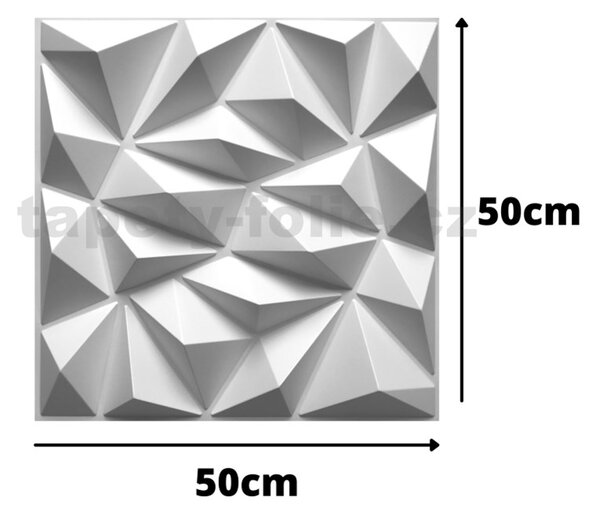 Obkladové panely 3D PVC DIAMANT malý biely rozmer 500 x 500 mm, hrúbka 1 mm