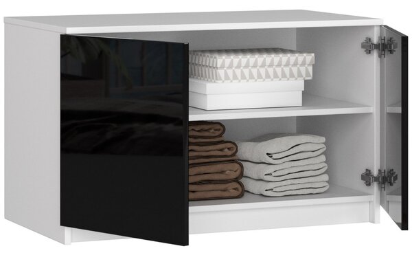 Ak furniture Nástavec na skriňu Star 90 cm biely/čierny lesk