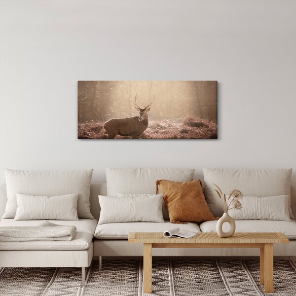 Obraz - Jeleň v lese (120x50 cm)