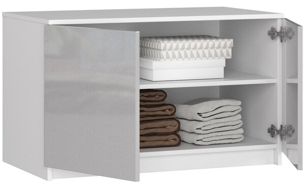 Ak furniture Nástavec na skriňu Star 90 cm biely/strieborný lesk