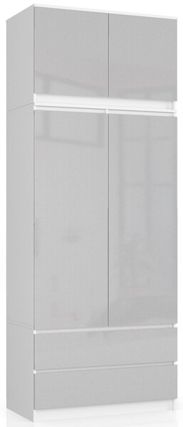 Ak furniture Nástavec na skriňu Star 90 cm biely/strieborný lesk