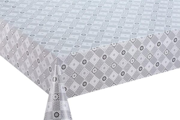 Obrus PVC 3581139, metráž, šířka 140 cm, kvetinový kaleidoskop čierno-biely, IMPOL TRADE