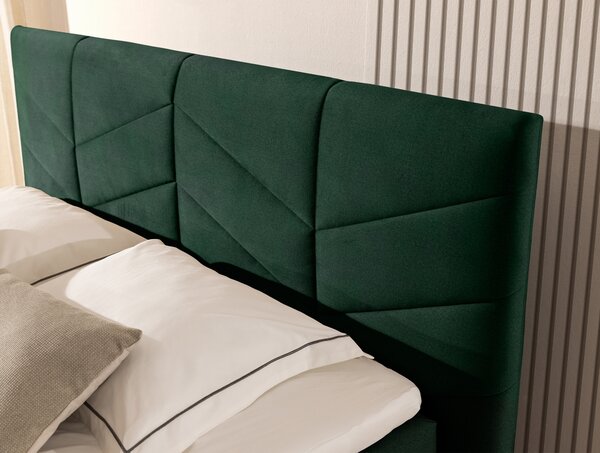 Posteľ Boxspring Penia 160x200 s úložným priestorom - zelený hydrofóbny zamat Element 12