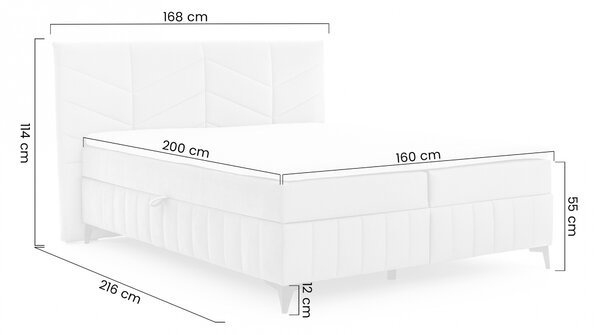 Boxspring posteľ Penia 160x200 s úložným priestorom - sivý hydrofóbny zamat Element 24