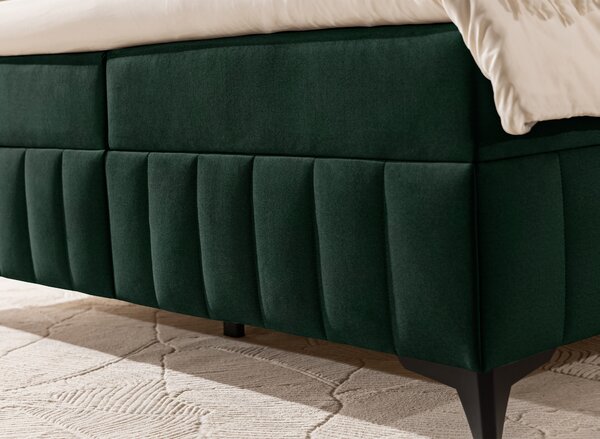 Posteľ Boxspring Penia 160x200 s úložným priestorom - zelený hydrofóbny zamat Element 12