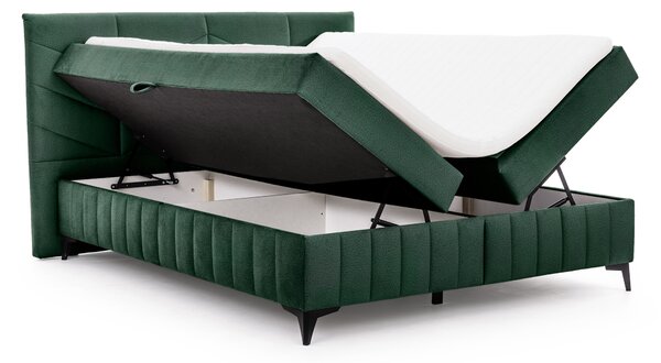 Posteľ Boxspring Penia 160x200 s úložným priestorom - zelený hydrofóbny zamat Element 12