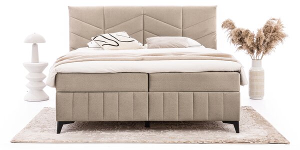 Boxspring posteľ Penia 160x200 s úložným priestorom - béžový hydrofóbny velúr Element 6