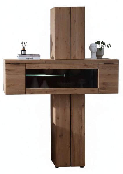 REGÁLOVÝ DIEL, divoký dub, korok, čierna, divoký dub, 140/203/42 cm Linea Natura - TV nábytok