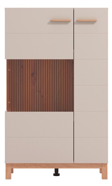VYSOKÁ KOMODA, kašmírová, dub artisan, 77/127,5/35 cm Hom`in - Komody