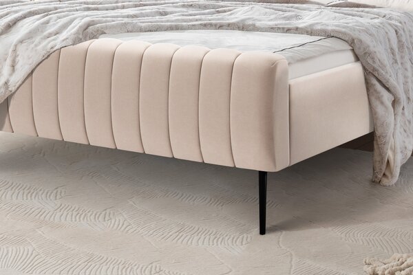 Čalúnená posteľ Livani 160x200 - béžový velvet Velluto 2 / čierne nohy