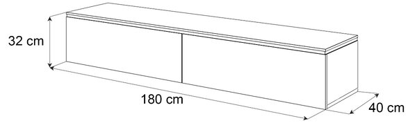 ZÁVESNÝ TV STOLÍK NESSIE BIELY LESK + ZLATÝ 180 cm