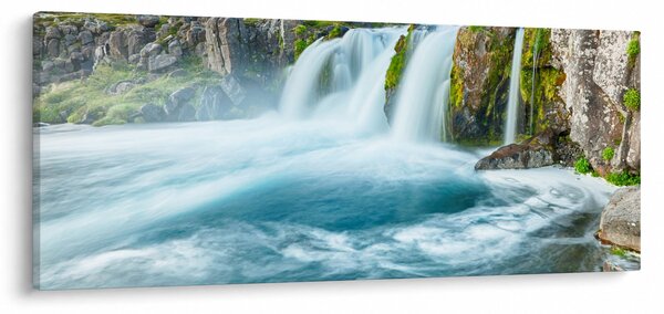 Obraz - Skaly s vodopádmi (120x50 cm)