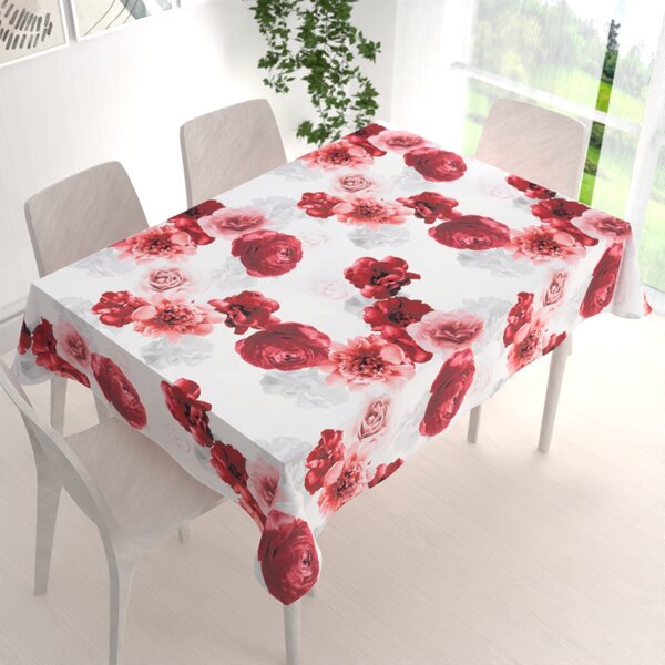 Biante Dekoračný obdĺžnikový obrus PM-017 Veľké červené kvety 50x100 cm