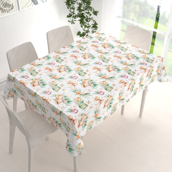 Biante Vianočný dekoračný obdĺžnikový obrus PML-039 Banky a zvončeky 50x100 cm