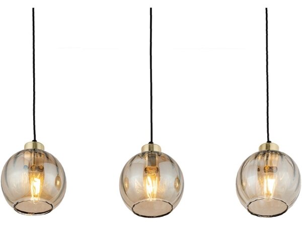 Luster na lanku DEVI 3xE27/15W/230V čierna/dymová béžová
