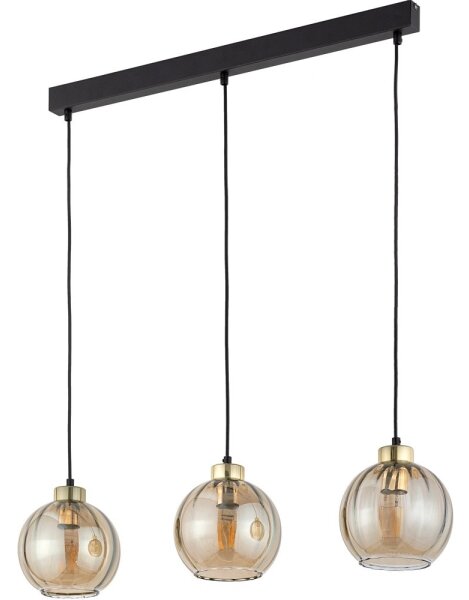 Luster na lanku DEVI 3xE27/15W/230V čierna/dymová béžová