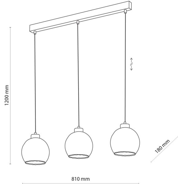 Luster na lanku DEVI 3xE27/15W/230V čierna/dymová béžová