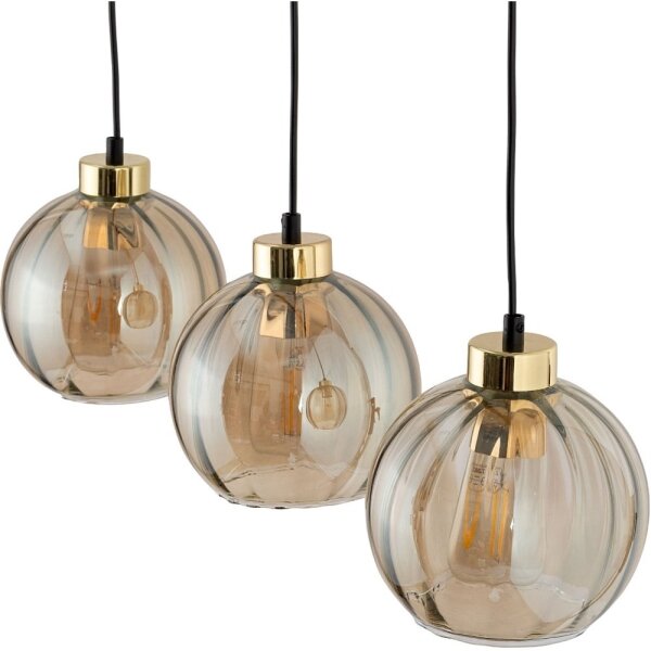 Luster na lanku DEVI 3xE27/15W/230V čierna/dymová béžová