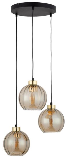 Luster na lanku DEVI 3xE27/15W/230V čierna/dymová béžová