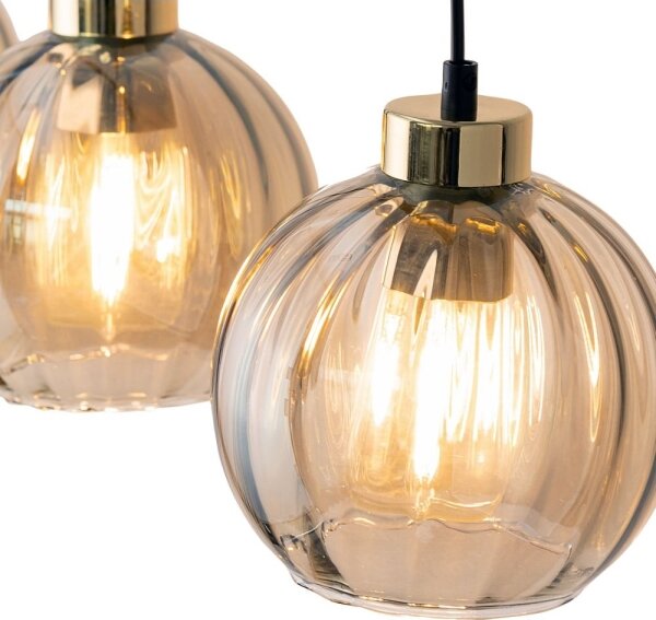 Luster na lanku DEVI 3xE27/15W/230V čierna/dymová béžová