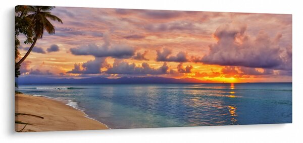 Obraz - Západ slnka na pláži (120x50 cm)