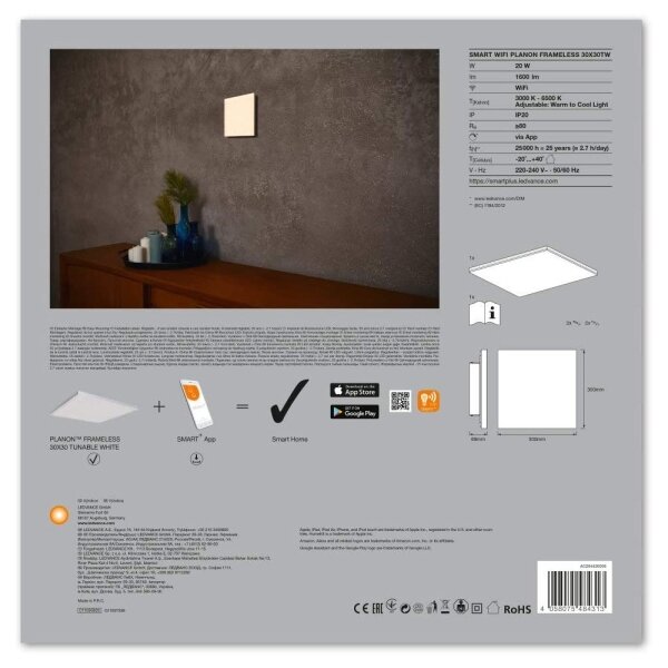 Ledvance - LED Stmievateľné stropné svietidlo SMART+ FRAMELESS LED/20W/230V Wi-Fi