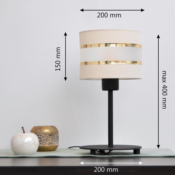 LED Stolná lampa HELEN 1xE27/15W/230V krémová/čierna/zlatá