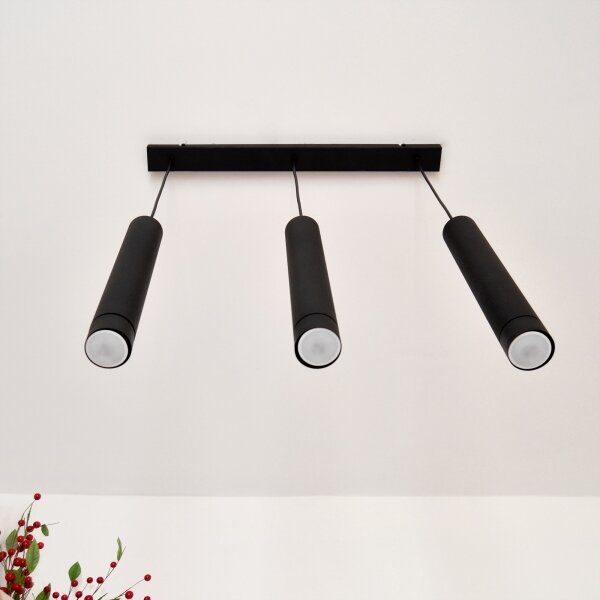 LED Luster na lanku TUBA 3xGU10/4,8W/230V čierna